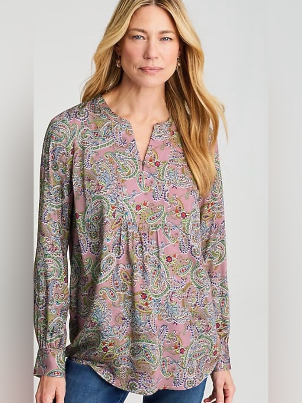 J JILL PAISLEY PRINTED SATIN BLOUSE SIZE MEDIUM NWT!